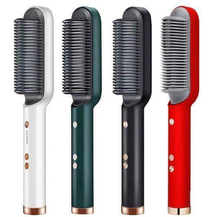 Four Hair Straightening Brush  in different colors on a white background for Smooth, Shiny & Healthy Hair