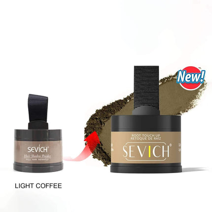 Hairline Powder Sevich hair product packaging with 'New!' label on a white background