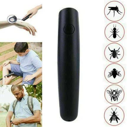 Itch Relief Pen for pest control with images of insects and people using the device.