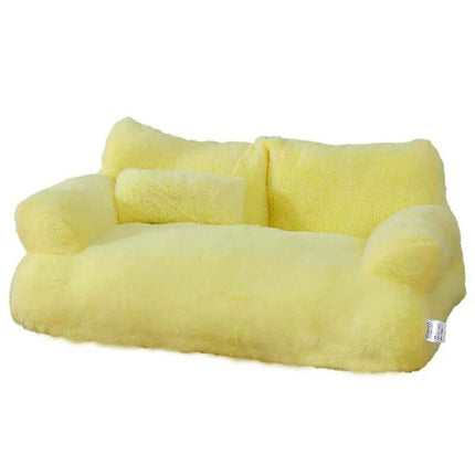 Luxury Cat Plush Bed Yellow inflatable sofa on a white background