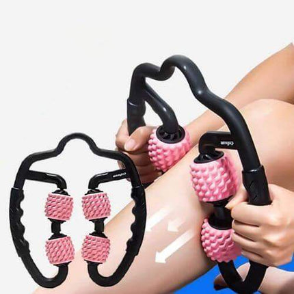 Massage Roller U Shape for muscle relief and recovery, featuring dual-textured rollers for effective soreness relief.