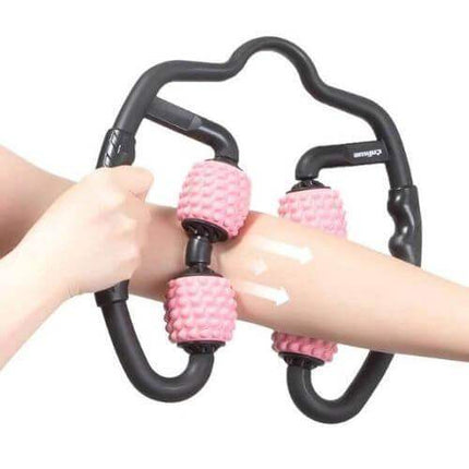 Person using a Massage Roller U Shape on their arm for muscle relief and recovery.