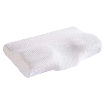 White Memory Foam Neck Pillow on a white background