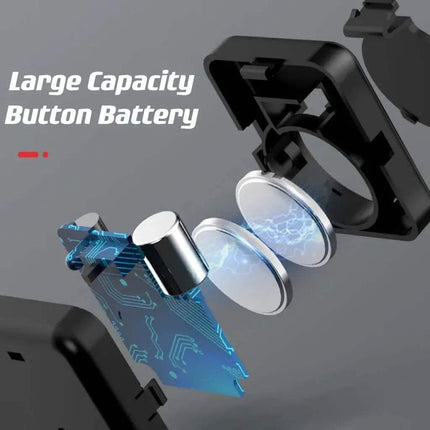 Metal Door Lock Alarm. Illustration of a large capacity button battery with circuit board design on a gray background.