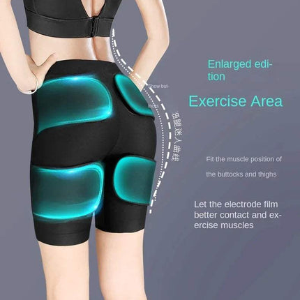 Pelvic Floor Trainer EMS Shorts showing enlarged exercise area for muscle stimulation and toning.