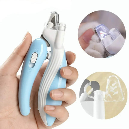 Pet Nail Clipper with Led Light in hand, showcasing precision grooming features for safe pet nail trimming. - Astoria Lifestyle