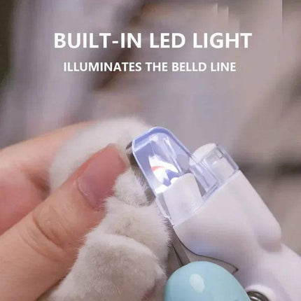 Pet Nail Clipper with Led Light illuminating a pet's nail for safe grooming. - Astoria Lifestyle