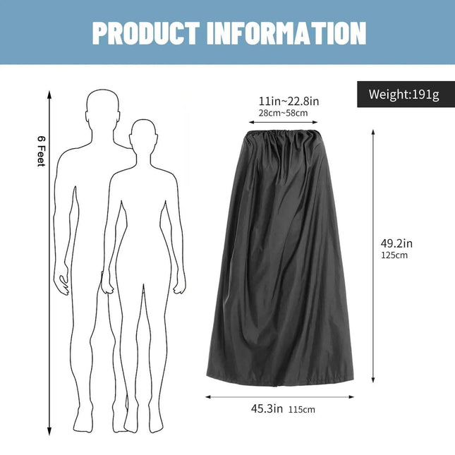 Portable Beach Changing Cover for Quick & Private Changing with measurements on a white background