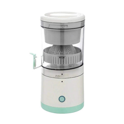 White and green Portable Electric Juicer on a white background