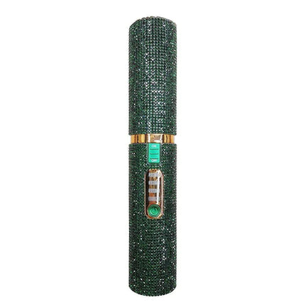Green Portable Hair Straightener  with gold accents on a white background