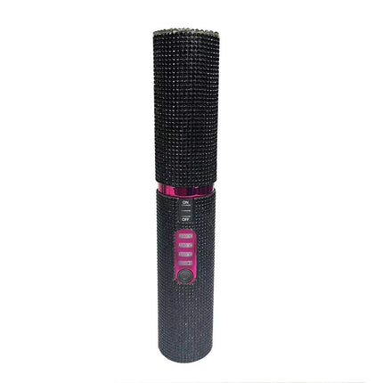 Black Portable Hair Straightener  with pink accents on a white background