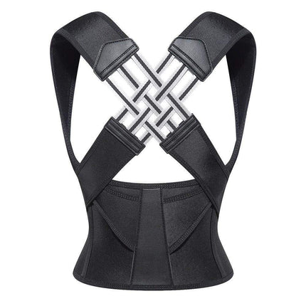 Black Posture Corrector for Back, Neck & Shoulder Alignment Support on a white background