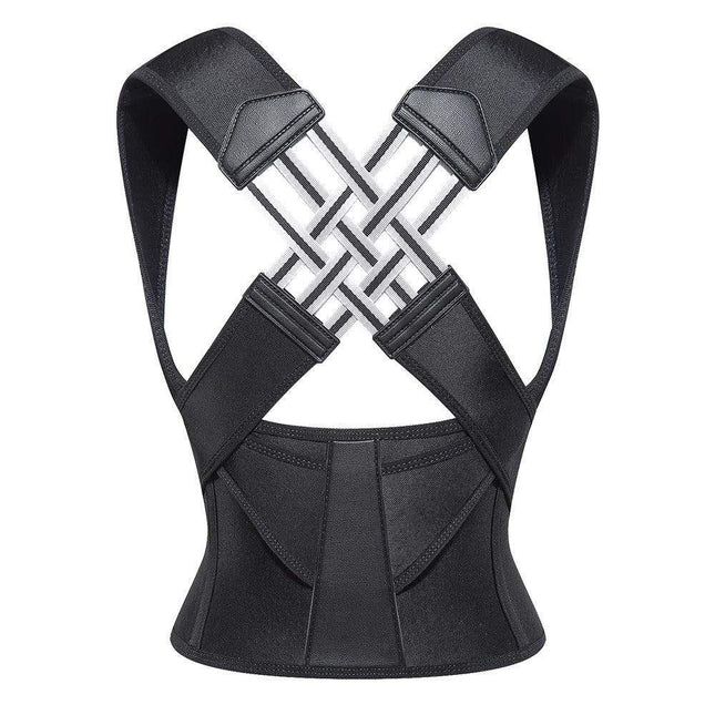 Black Posture Corrector for Back, Neck & Shoulder Alignment Support on a white background