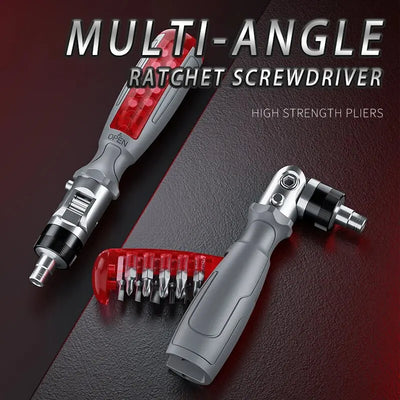 Ratchet Screwdriver Set with tool holder on a dark background