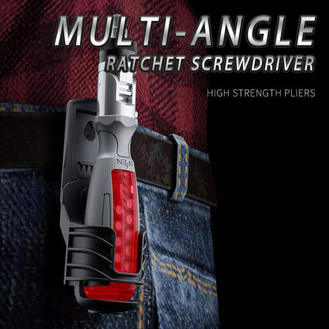 Ratchet Screwdriver Set with high strength pliers on a denim background