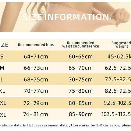 Size chart for  Shapewear Bodysuit with recommended measurements and suggested weights.