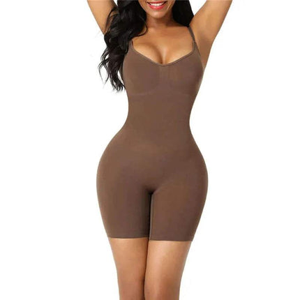 Brown  Shapewear Bodysuit worn by a model on a white background