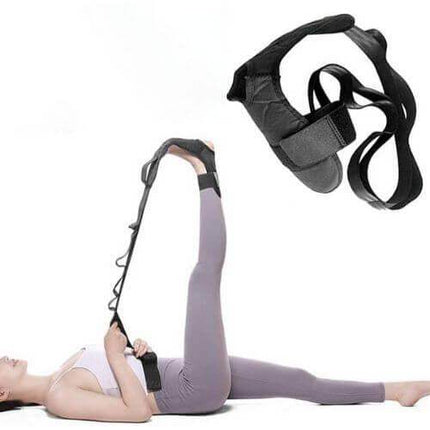 Stretcher Leg Strap used for flexibility and muscle recovery by an athlete during a stretching routine.