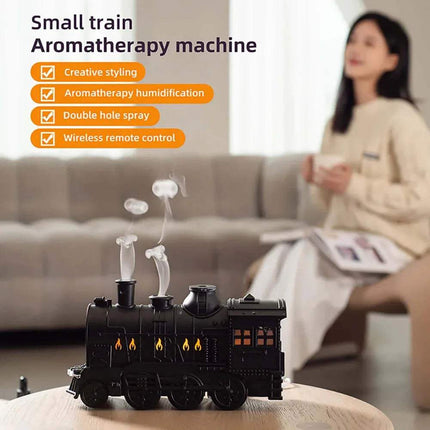 Train Air Humidifier Ultrasonic Aromatherapy diffuser with a woman in the background