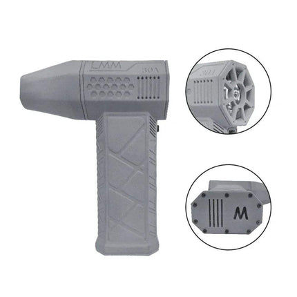 Gray impact Turbo Jet Blower with close-up insets on a white background
