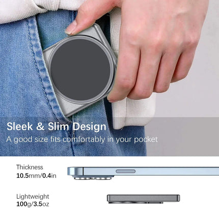 Vlog Selfie Monitor showing sleek and slim design fitting comfortably in pocket with thickness and weight specifications
