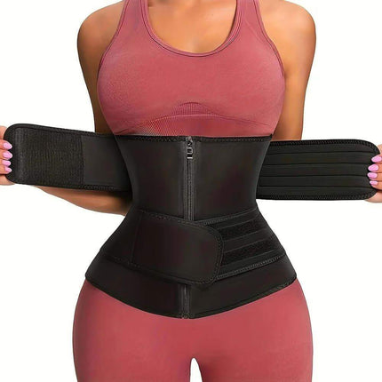 Person wearing a Waist Belt Body Shaper with a white background