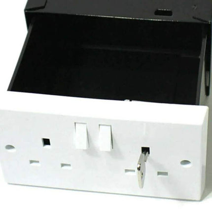Wall Socket Safe with black cover on a white background