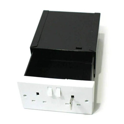 Wall Socket Safe Black with white switch panel on a white background