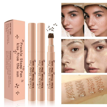 Waterproof Freckle Pen for achieving a natural sun-kissed look with before and after results.