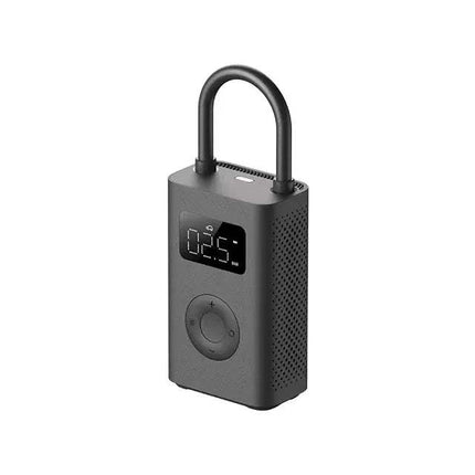 Black Xiaomi Mijia Electric Air Compressor Pump for Fast & Easy Inflation with a digital display on a white background. Astoria Lifestyle