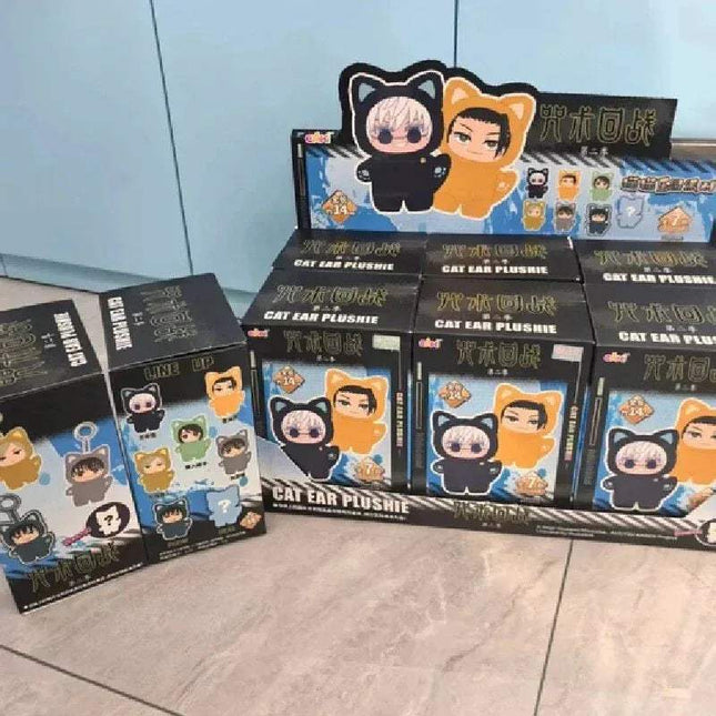 Cat Ear Plushie Blind Box Series featuring various collectible plushies and themed packaging.