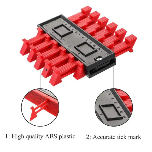 Contour Gauge Profile Duplication Tool showcasing high quality ABS plastic and accurate tick marks for precise measurements.