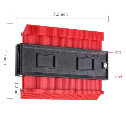 Contour Gauge Profile Duplication Tool dimensions 5.2 inches by 4.5 inches, perfect for precise cutting and shape replication.