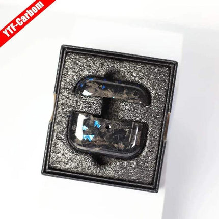 Blue Foil Carbon Fiber Case for AirPods Pro in a textured box with 'YTF Carbon' branding.