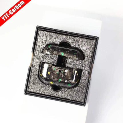 Yellow green foil Carbon Fiber Case for AirPods Pro in a box with 'YTF-Carbon' branding on a white background.