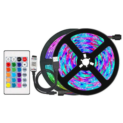 RGB Bluetooth LED Strip Lights Remote & App-Controlled Ambient Lighting on a white background