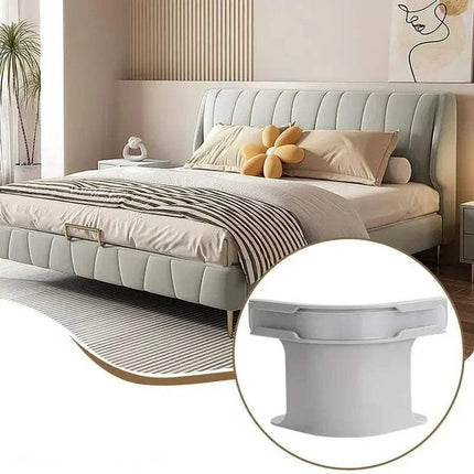Modern bedroom with a bed and a close-up of a Bed Sheet Fasteners.