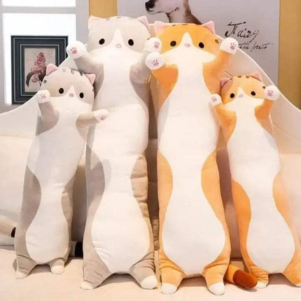 Set of  Long Cat Pillow in different colors on a neutral background