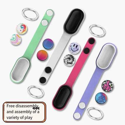 Colorful PopPuck Hand Spinner Magnetic Anti-Stress Fidget Toy Fun & Focus with interchangeable parts on a white background