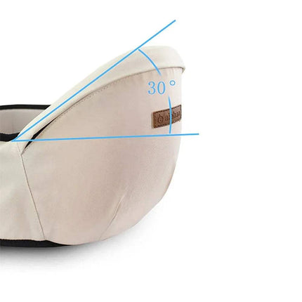 Ergonomic Baby Waist Seat side view showing 30-degree angle design for optimal infant support and comfort.