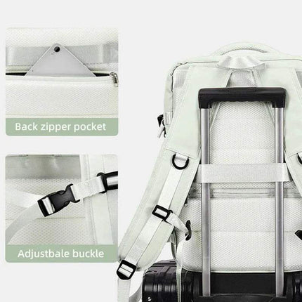 Extendible Travel Backpack Unisex with adjustable straps and back zipper pocket on a white background