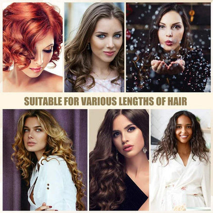 Automatic Curling Iron Ceramic Barrel Collage of women with different hair colors and styles, suitable for various lengths of hair.