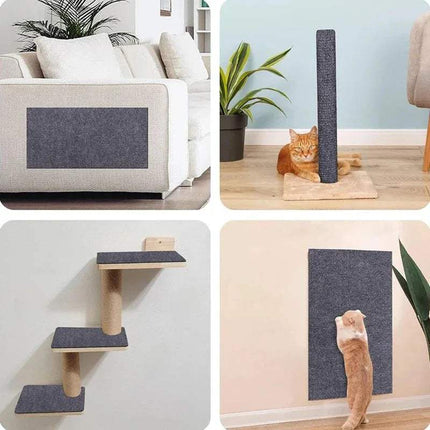 Cat Anti Scratch Mat protecting furniture, cat scratching on mat, various mats for home use.