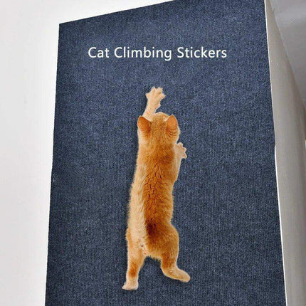Cat Anti Scratch Mat featuring an orange cat climbing on a textured background with text 'Cat Climbing Stickers'.