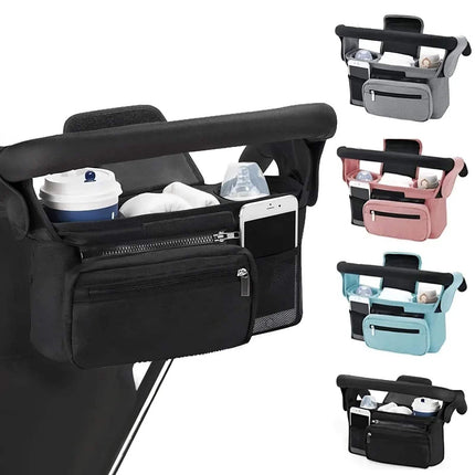 Baby Stroller Organizer Convenient Storage for Parents on the Go with multiple color options on a white background