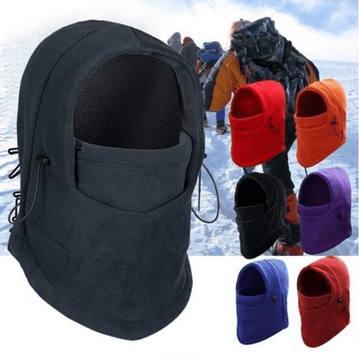 Black balaclava with colorful options in the background
