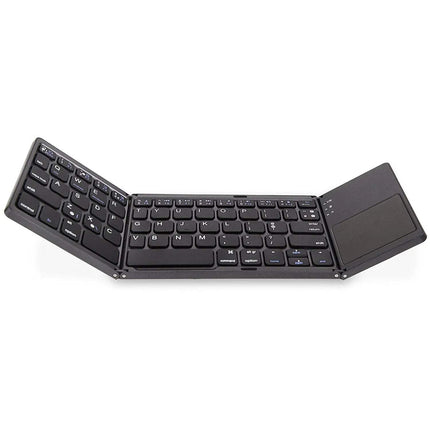 Black Foldable Bluetooth Keyboard with Touchpad Portable & Multi-Device on a white background