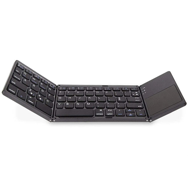 Black Foldable Bluetooth Keyboard with Touchpad Portable & Multi-Device on a white background
