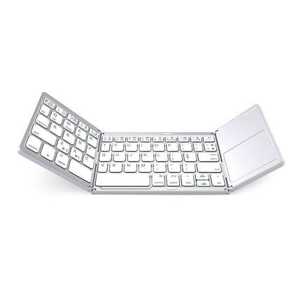 White Foldable Bluetooth Keyboard with Touchpad Portable & Multi-Device on a white background