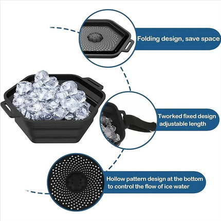 Black Ice Cold Shower Attachment with features highlighted on a white background